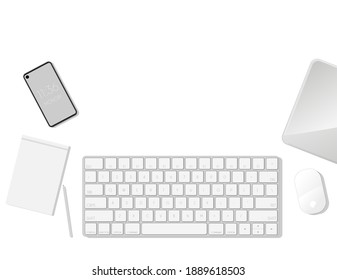 flat lay workspace at home