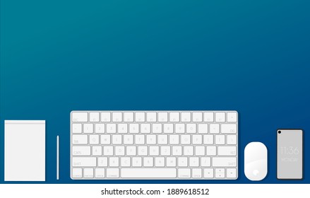 flat lay workspace at home