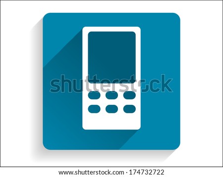 Flat long shadow icon of mobilephone