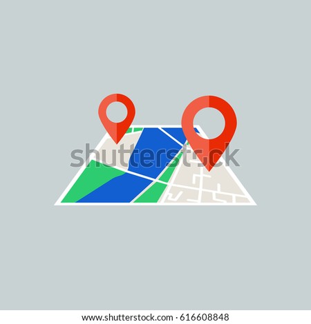 Flat map with pin piont