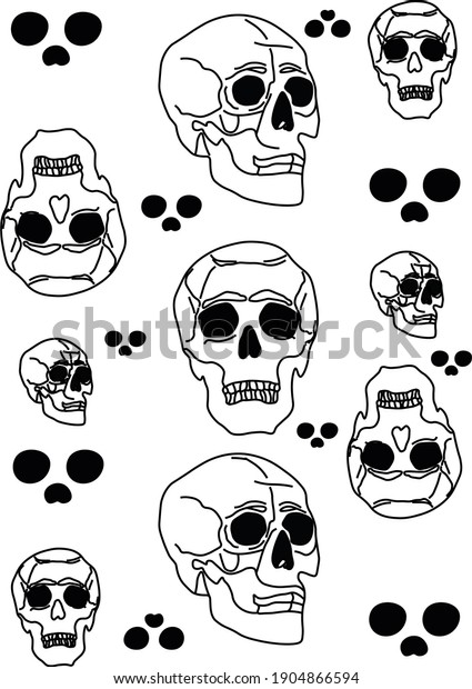 Flat and\
minimalistic illustration of skulls\
