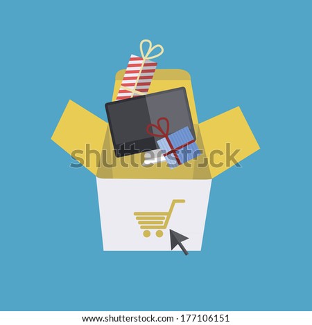 flat modern icons on sample background