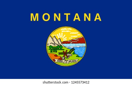 Flat Montana State Flag - Usa