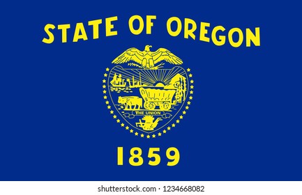 Flat Oregon State Flag - Usa