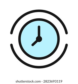 Flat photography timer icon representing countdown, delayed shutter, and self-timer. Minimal editable vector illustration isolated on background.