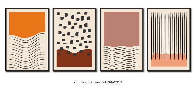 Flat posters. Minimalist illustrations with geometric shapes and pastel tones. Vintage style. Design for wall decoration, card, poster or brochure.	 - Powered by Shutterstock