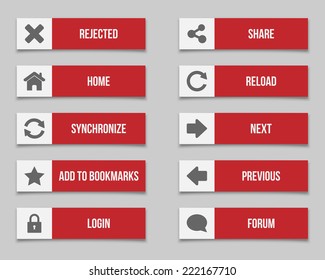 Flat Red Buttons Set Vector Available Stock Illustration 222167710 ...