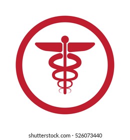 Flat Red Medical Symbol Icon In Circle On White