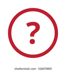 Flat Red Question Mark Icon In Circle On White