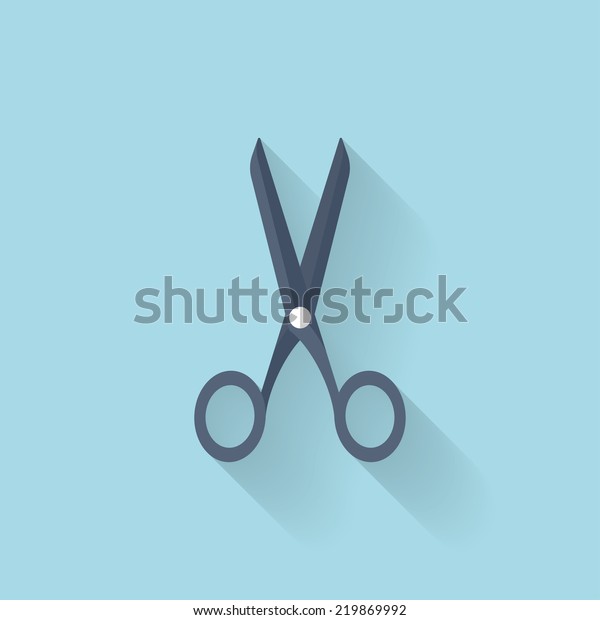 Flat scissors icon with\
long shadow