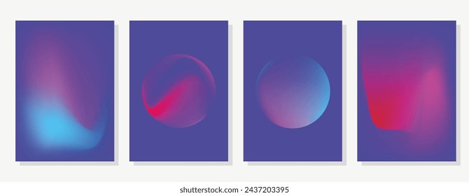 Flat set of gradient posters. Circle shape with gradient overflows. Blue background. Suitable for card, banner design, cover, screensaver, party invitation.	
 - Powered by Shutterstock