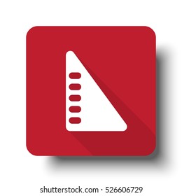 Flat Set Square web icon on red button with drop shadow