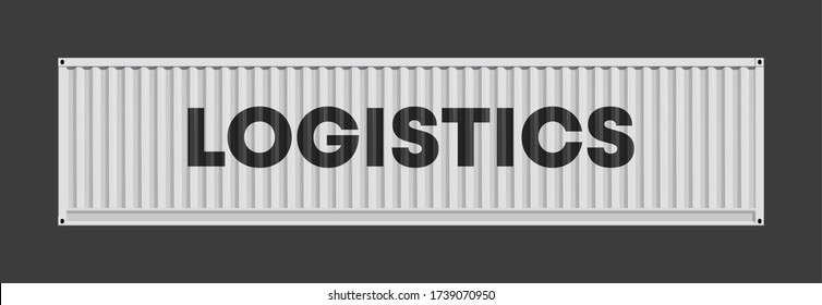 Flat side view logistics 40 foot container delivery. Large metal 40 ft containers for transportation. illustration
