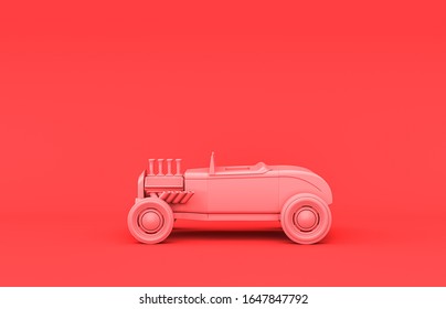 Flat Single Color, Plastic Material  Automoblox Hot Rod HR2 Room Accessory In Monochrome Pink Background, 3d Rendering, Toys And Decorative Objects