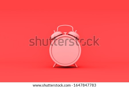Flat single color, plastic material  desk clock room accessory in monochrome pink background, 3d rendering, toys and decorative objects