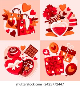 Flat Valentines day illustration set - Powered by Shutterstock