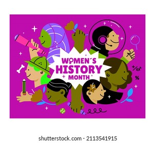 Flat Womens History Month Illustration 