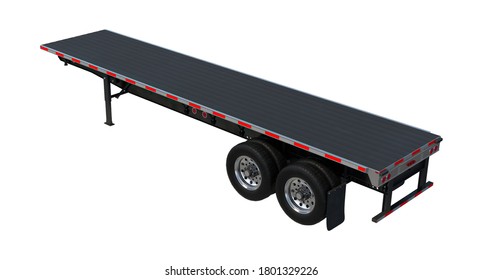 Flatbed Trailer 3D Illustration On White Background