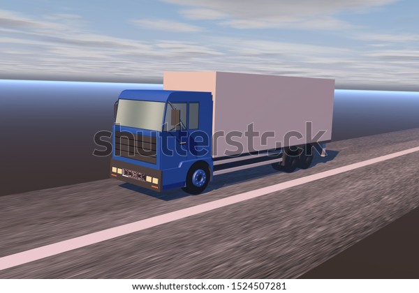Flatbed truck.\
3D illustration drawing. The\
car.