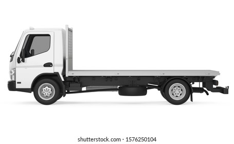 Flatbed Truck Isolated (side View). 3D Rendering