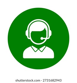 Flat-style icon representing customer support with a headset. Suitable for apps, websites, and UI design. Isolated on a clean background. - Powered by Shutterstock - Get 15% off with code: PIKWIZARD15
