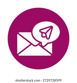 Flat-style icon representing an email message with a speech bubble. Suitable for apps, websites, and UI design. Isolated on a clean background.