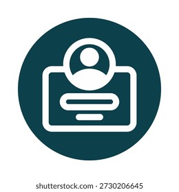Flat-style icon representing a user profile with a form. Suitable for apps, websites, and UI design. Isolated on a clean background.