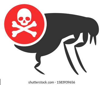 Flea Pesticide Raster Icon. Flat Flea Pesticide Symbol Is Isolated On A White Background.