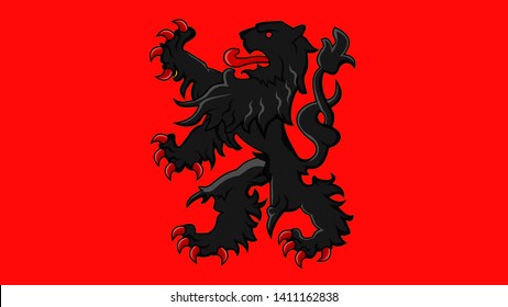 Flemish Region Flag Belgium Waving Flag Stock Illustration 1411162838