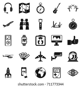 Flight icons set. Simple set of 25 flight  icons for web isolated on white background