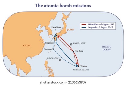 Flight Map Of The Atomic Bomb Missions In Hiroshima And Nagasaki In 1945