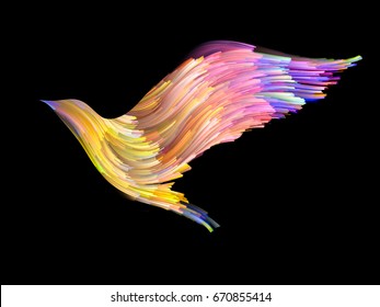 Flight of Paint series. Bird profile executed with vibrant paint on the subject of imagination, art and design.