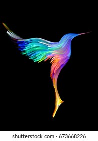 Flight of Paint series. Flying bird profile executed with vibrant paint on the subject of imagination, art and design.