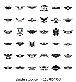 Flight Pilot Logo Badge. Simple Illustration Of 36 Flight Pilot Army Badge Logo Icons 