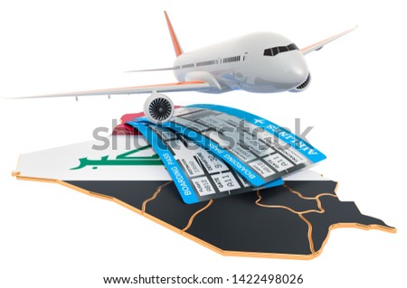 Flights to Iraq concept. 3D rendering isolated on white background