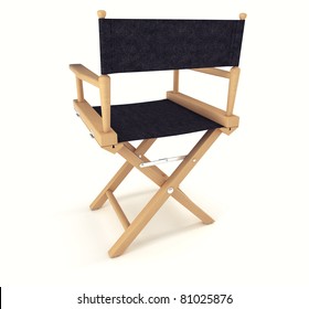 Flim Industry: Back View Of Directors Chair Over White Background