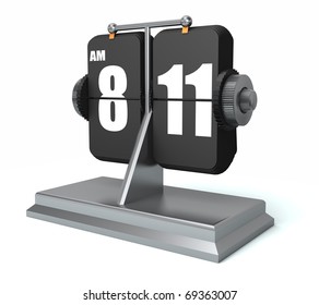 A flip clock isolated on a white background. Flip style clock.