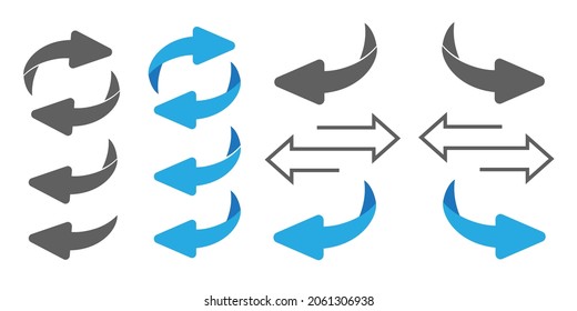 Flip Over Or Turn. Back Arrow Icon Flat