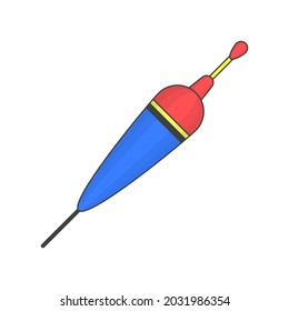 Float Icon. A Multi-colored Cartoon Image Of A Standard Size Short-stemmed Fishing Float. Isolated Illustration On A Clean White Background.