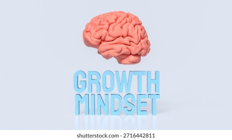 A floating 3D brain above bold  GROWTH MINDSET  text, symbolizing learning, cognitive development, positive thinking, and continuous personal improvement.
