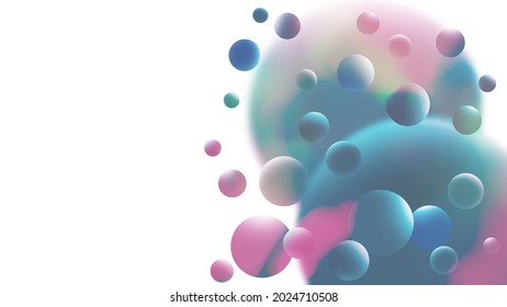 floating abstract colorful spheres white background 3D illustration 