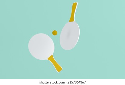 Floating Beach Bats With Rubber Ball Mockup. Isolated Beach Rackets. 3d Rendering