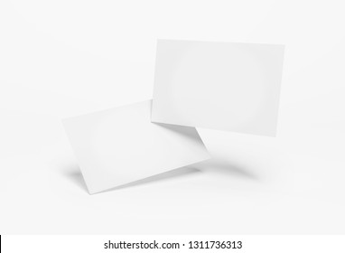 Floating Business Card Mockup Isolated On White Background 3d Rendering