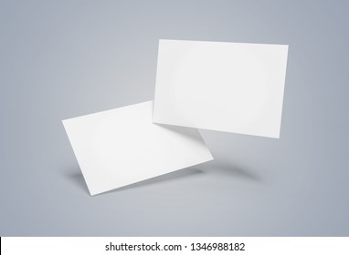 Floating Business Card Mockup Isolated On Grey Background 3d Rendering