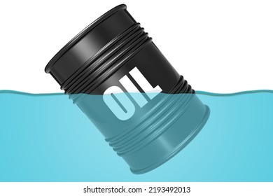 Floating Crude Oil Barrels For Oil Market Volatility Concept , 3d Rendering