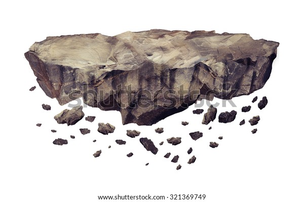白い背景に浮かぶ崩れかけの岩 のイラスト素材
