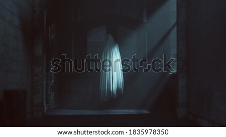 Floating Ghost Evil Spirit in a Derelict Asylum Hospital 3d Illustration  Stock photo © 
