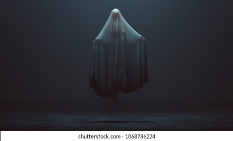 Floating Ghost Evil Spirit In A Foggy Void 3d Illustration