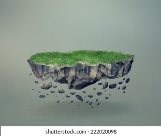 Floating Island With Crumbling Rocks