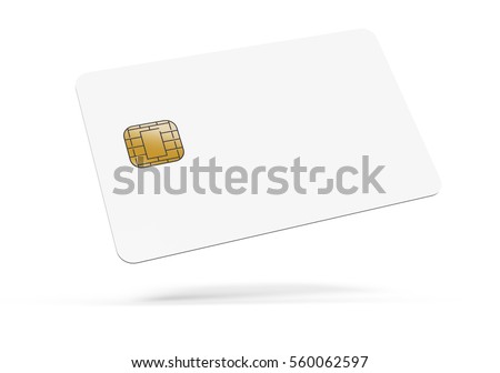 floating left tilt blank chip card, which can be designed in any way, isolated white background, 3d rendering Stock fotó © 
